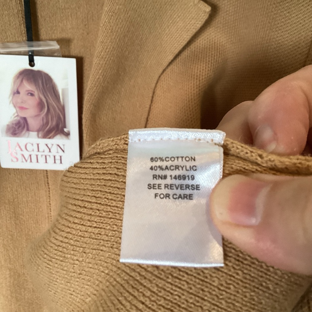 NWT Jaclyn Smith Camel Blazer Cardigan, Camel, Neutral, Fall XL - Picture 7 of 7